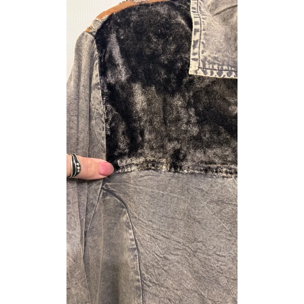 Women’s Boho Patchwork Button Front Shirt XL Velvet Artsy Parsley‎ & Sage - Picture 4 of 10